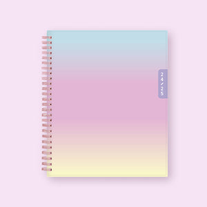 2024-2025 WAAV Weekly Planner in 7x9 size with ombre blue pink and yellow front cover.