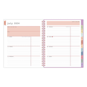 July 2024 - June 2025 Planner featuring a weekly spread with lined writing space and bullet points