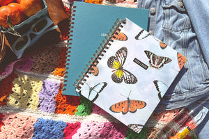 Meet Penelope, WAAV's 2022-2023 weekly and monthly planner featuring this beautiful front cover with assorted butterflies in a 8x10 size.
