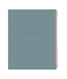 The 2023 WAAV weekly monthly planner in 8.5x11 size features a grey green blue backcover with rose gold binding