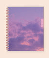 Purple skies and a beatiful sunset front cover are is featured on this 2023 waav planner in a 7x9 planner size