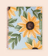 This beautiful 2023 waav planner in 7x9 size features a pleasant and calm sunflower design with light sky blue background and gold binding.